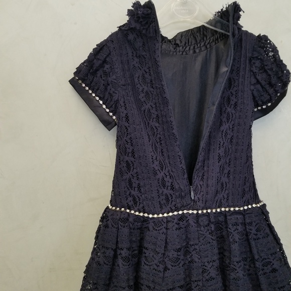 Lace rhinestone mock neck dress (A1) - Picture 2 of 6